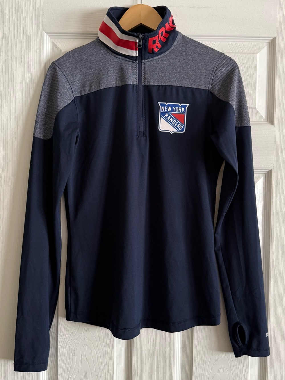 New York Rangers Reebok Navy Quarter-Zip Pullover